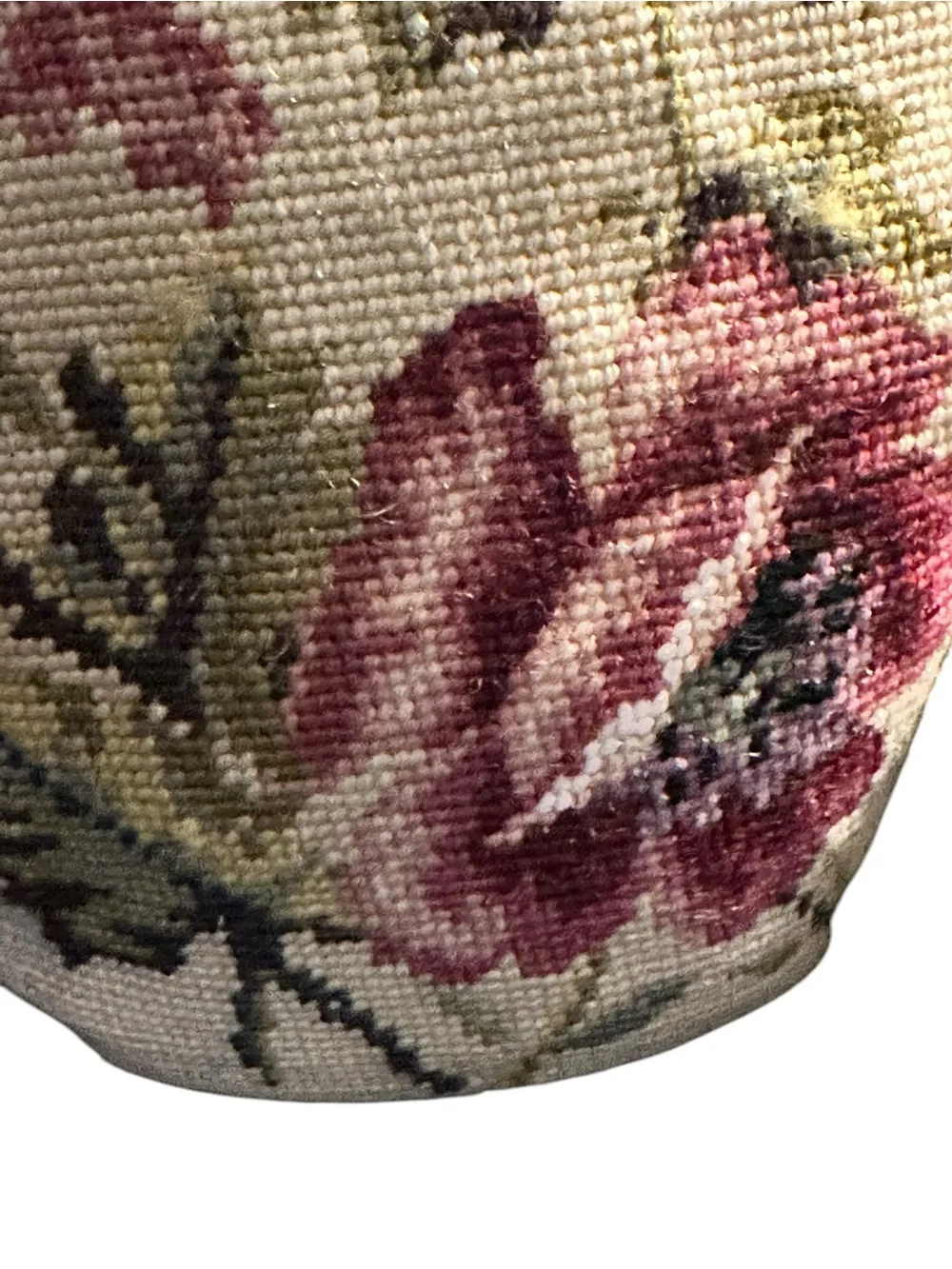Vintage Handmade Floral Needlepoint Pillow | Cottagecore | English Cottage